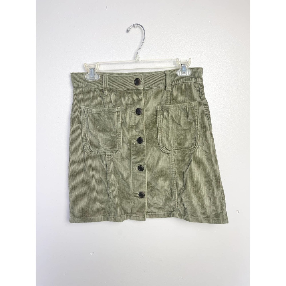 Next Corduroy Button Down Green Skirt Womens Size 8